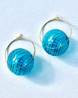 Sapphire Striped Solo Hoop Earrings