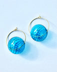 Sapphire Striped Solo Hoop Earrings