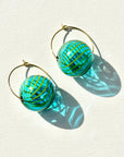 Turquoise Striped Solo Hoop Earrings